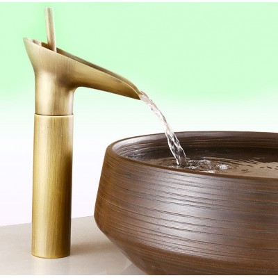 Old look bamboo style bathroom outdoor use waterfall mixer faucet tap