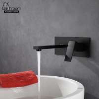 Square with base matte black Wall Mounted two hole basin faucet with cUPC Certification bathroom taps faucet tapware