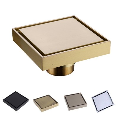 Solid Brass Shower Drain Bathroom Floor Drain Tile Insert Square Anti-odor Floor Waste Grates Floor Drain For Bathroom