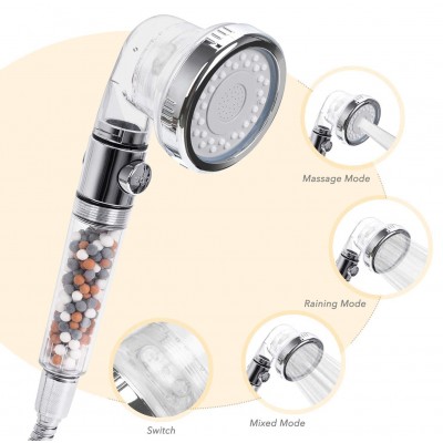 Handheld Ionic Shower Head High Pressure Water Saving 3 Modes Adjustable Filter 3-Layer Filtration hand shower